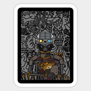 Embrace the Shadows: NFT Character - RobotMask Doodle - The Dark One Edition on TeePublic Sticker